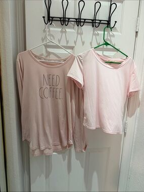 Rae Dunn Light Pink Long Sleeve Tee - "Need Coffee."